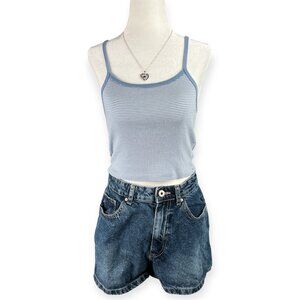 Brandy Melville Cropped Cami Tank Women’s XS-S Blue White Striped Knit Top